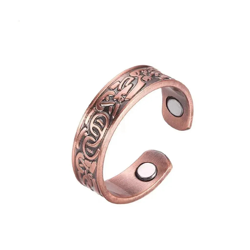 Vintage Copper Magnetic Bracelet Set – European Double Ring Pattern Energy Cuff Jewelry for Men & Women