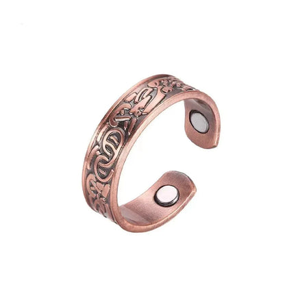 Vintage Copper Magnetic Bracelet Set – European Double Ring Pattern Energy Cuff Jewelry for Men & Women