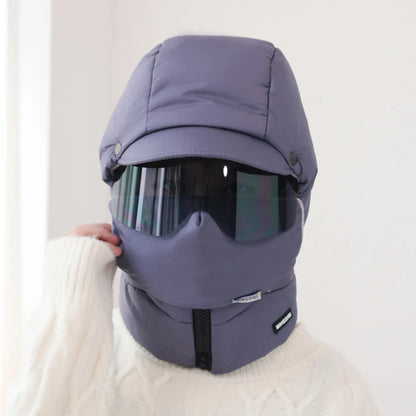 Winter Ski Balaclava Mask – Windproof Full Face Cover with Goggles, Thick Plush Thermal Motorcycle Mask for Men & Women