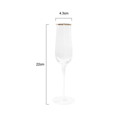 Set of 4 Sky Ripple Crystal Wine & Champagne Glasses with Gold Edge - 4 Sizes