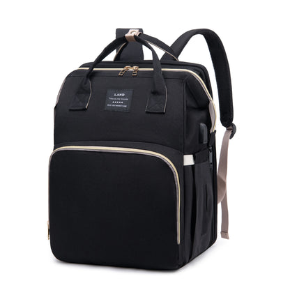 Mommy Bag with Foldable Crib – Large-Capacity Travel Maternity Backpack for Baby Care