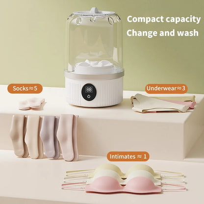 Wireless Mini Washing Machine – 1L Portable Underwear & Socks Cleaner with Dehydration Function