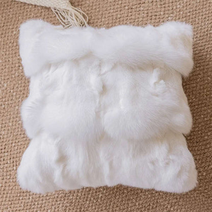 Luxurious White Fluffy Faux Fur Decoration Cushion Cover