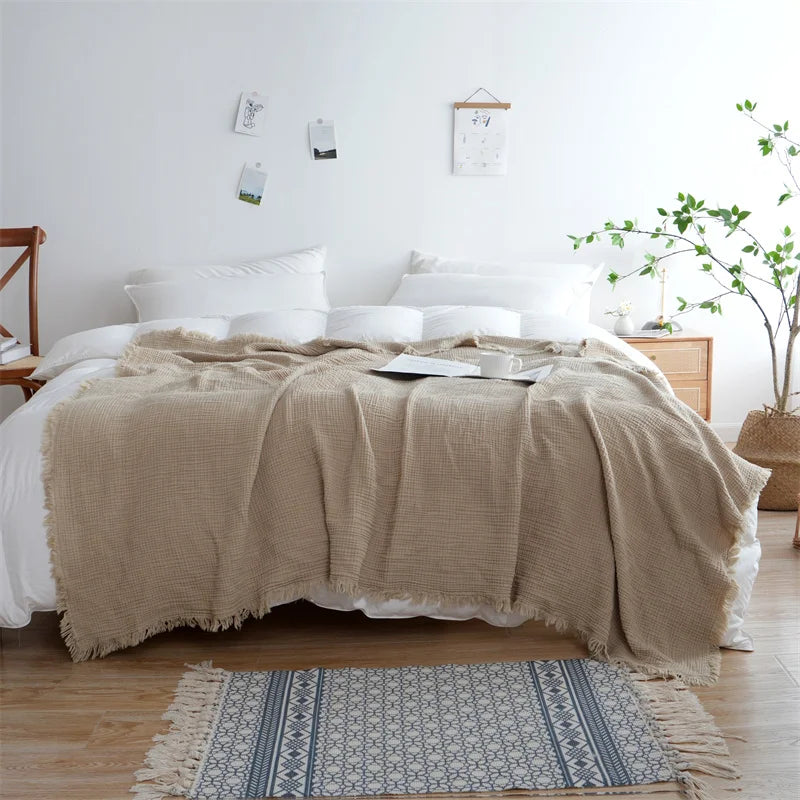 100% Cotton Muslin Throw Blanket - 5 Colours