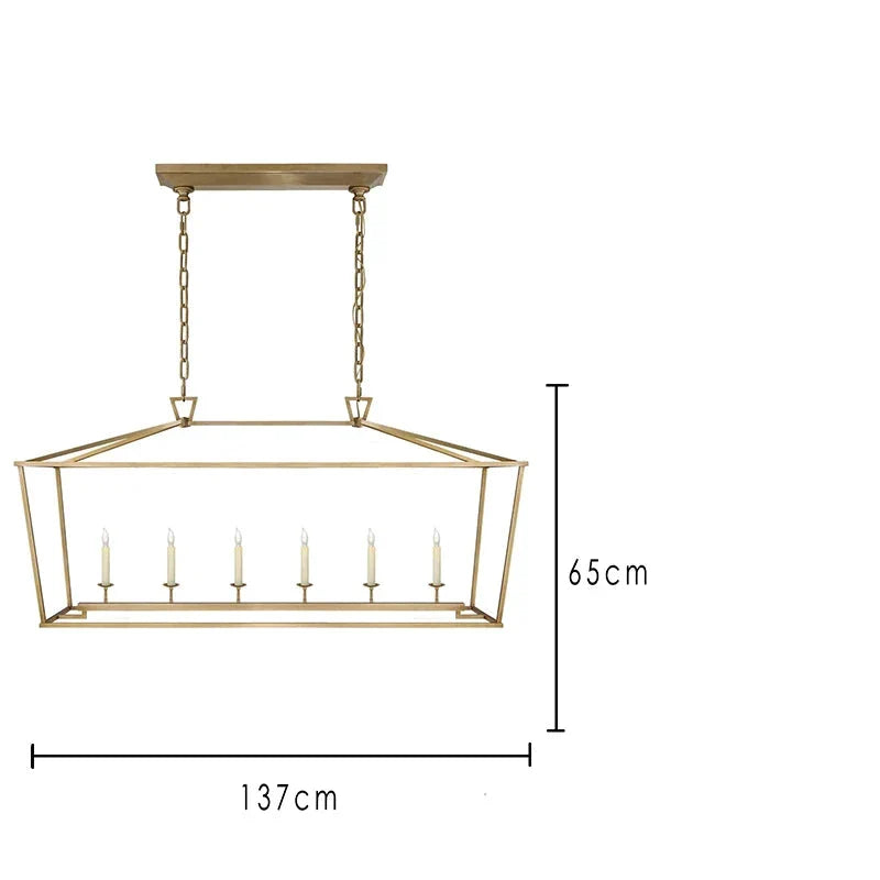 Modern Farmhouse Rectangular Kitchen Island Iron Pendant Chandelier - 2 Colours