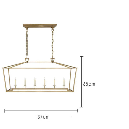 Modern Farmhouse Rectangular Kitchen Island Iron Pendant Chandelier - 2 Colours