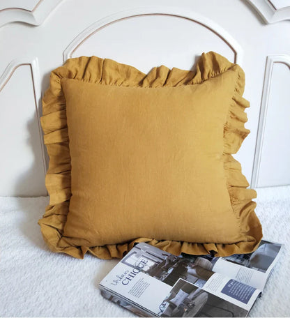 Soft Ruffled Pure Linen Cushion & Pillowcase Covers - 11 Colours