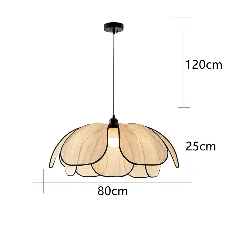 Black & Natural Wabi Sabi Petal Wicker Pendant Ceiling Light