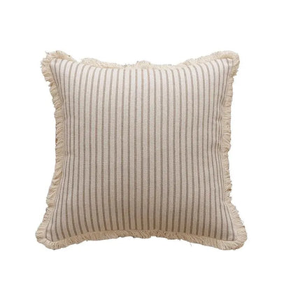 Decorative Nordic Striped Jacquard Cotton Cushion Covers With White Frill Detail - 4 Colours