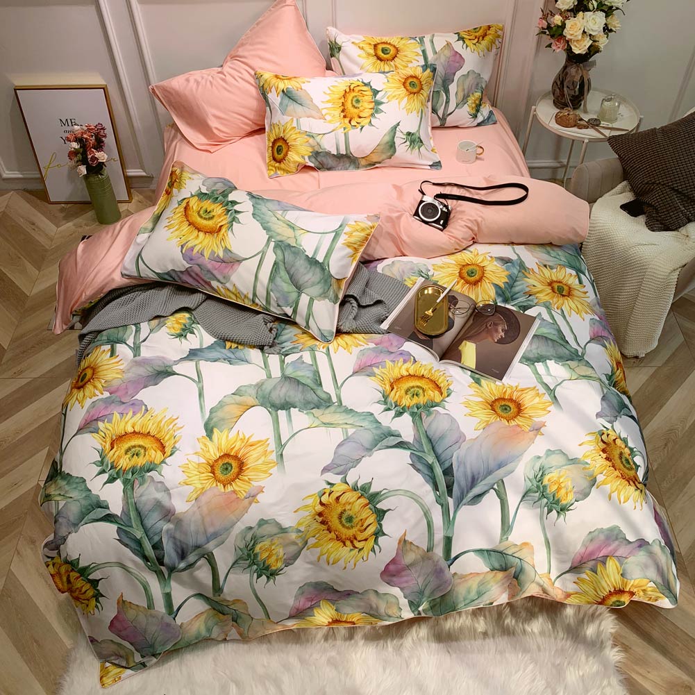 Dainty Sunflower Duvet Cover Set (Long-Staple Sateen Cotton)