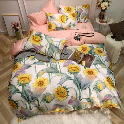 Dainty Sunflower Duvet Cover Set (Long-Staple Sateen Cotton)