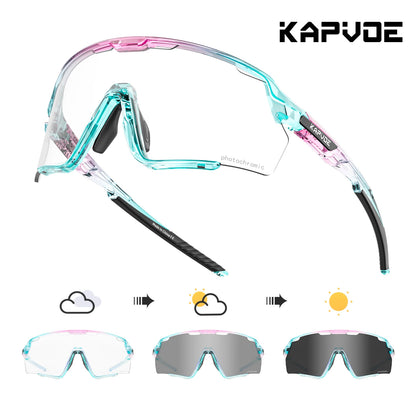 Kapvoe Photochromic Cycling Glasses – Silver Lens Sports Sunglasses for Men & Women