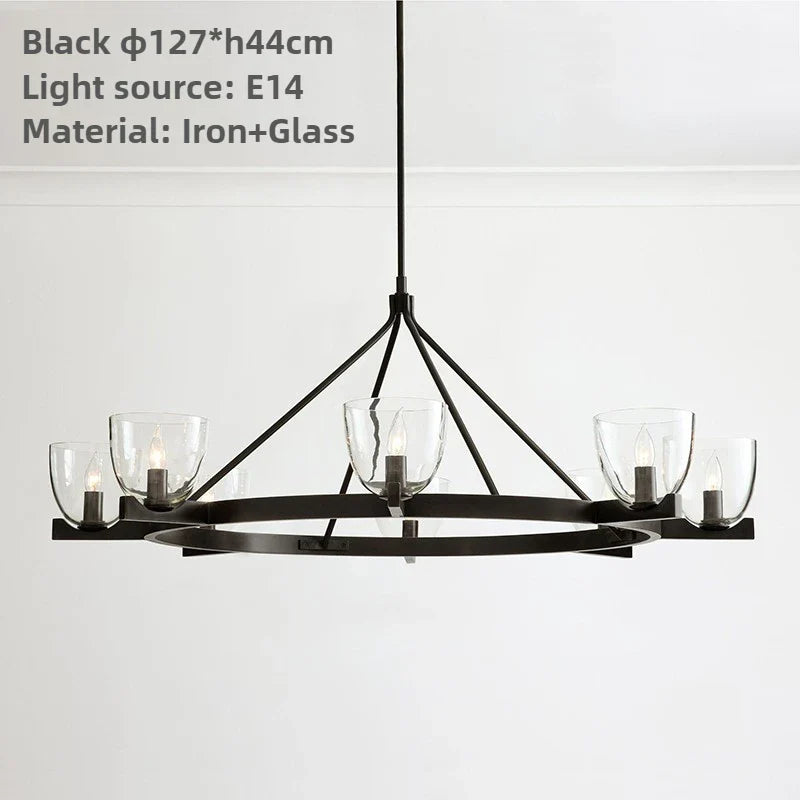Modern Circular 8-Light Modern Farmhouse Pendant Chandelier with Glass Globes - 2 Colours