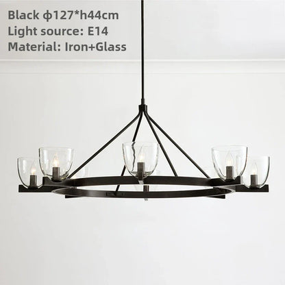 Modern Circular 8-Light Modern Farmhouse Pendant Chandelier with Glass Globes - 2 Colours