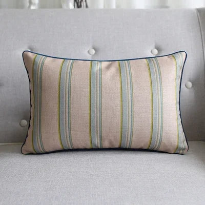 Traditional Country Style Decorative Cushion Cover with Royal Blue Piping - 2 Sizes