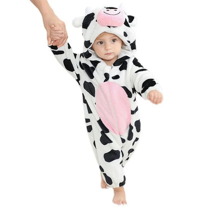 Cartoon Baby Romper – Flannel Hooded Jumpsuit Costume for Toddlers & Infants (Unisex)