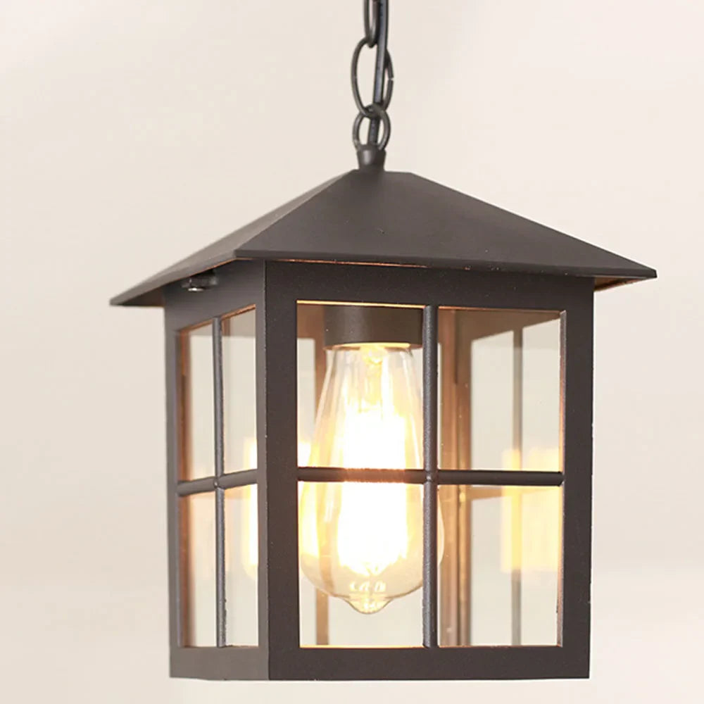Traditional Modern Waterproof Industrial Outdoor Hanging Pendant in Black