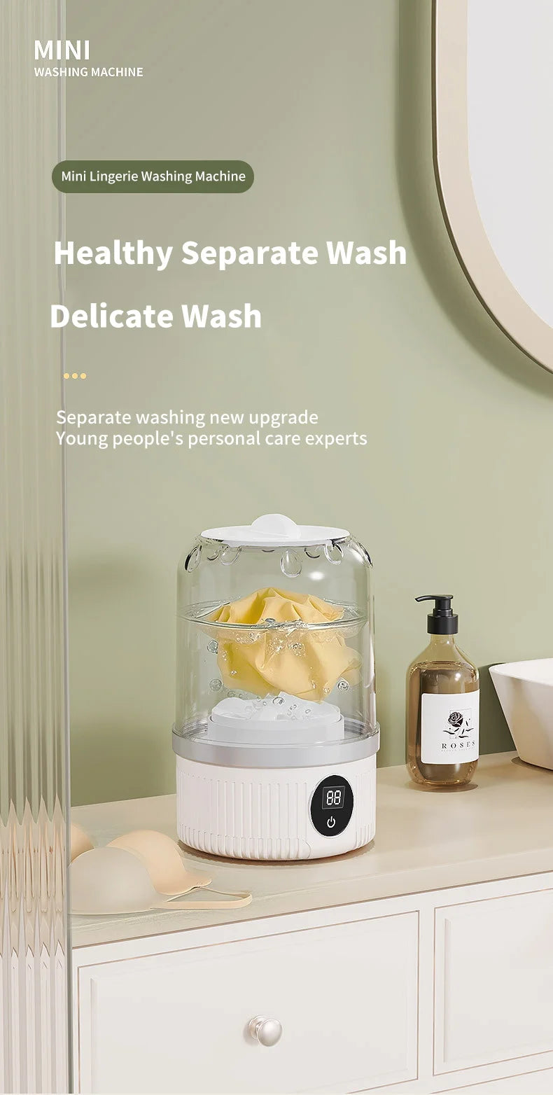 Wireless Mini Washing Machine – 1L Portable Underwear & Socks Cleaner with Dehydration Function