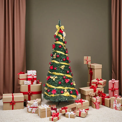 180cm Pop-Up Christmas Tree with Lights – Foldable Festive Decoration for Home Holiday Display