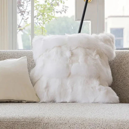 Luxurious White Fluffy Faux Fur Decoration Cushion Cover