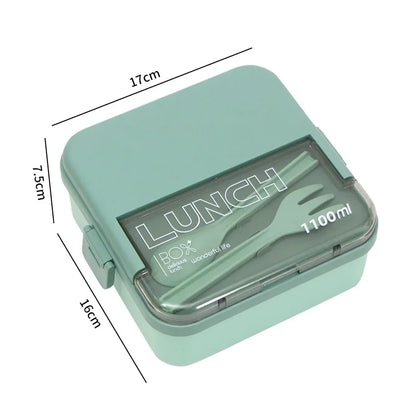 2-Layer Kids Lunch Box – Portable Microwave Bento Box with Fork & Spoon (1100ml/1800ml)