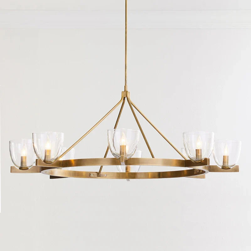 Modern Circular 8-Light Modern Farmhouse Pendant Chandelier with Glass Globes - 2 Colours