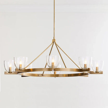 Modern Circular 8-Light Modern Farmhouse Pendant Chandelier with Glass Globes - 2 Colours