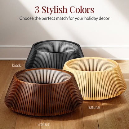 Christmas Tree Collar, Solid Wood Slatted Tree Accessory - 36in