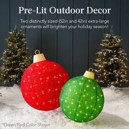 2pc Lighted Pop-Up Christmas Ornaments Decoration w/ 220 LED Lights, Stand
