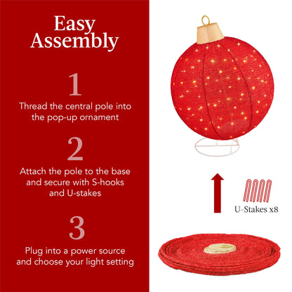 2pc Lighted Pop-Up Christmas Ornaments Decoration w/ 220 LED Lights, Stand