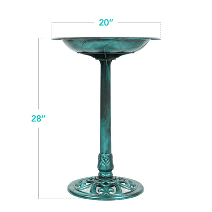 Vintage Outdoor Garden Bird Bath w/ Fleur-de-Lis Accents