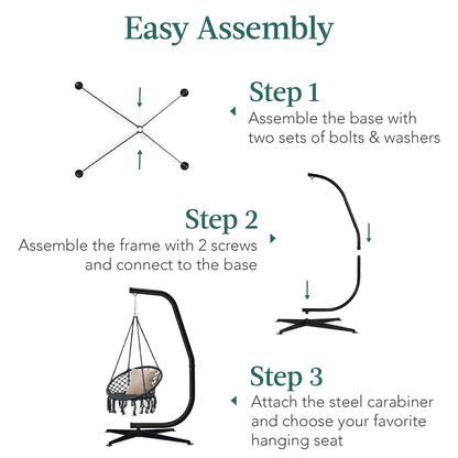 Curved Hanging Hammock C-Stand w/ All-Weather, Steel Frame - Stand Only