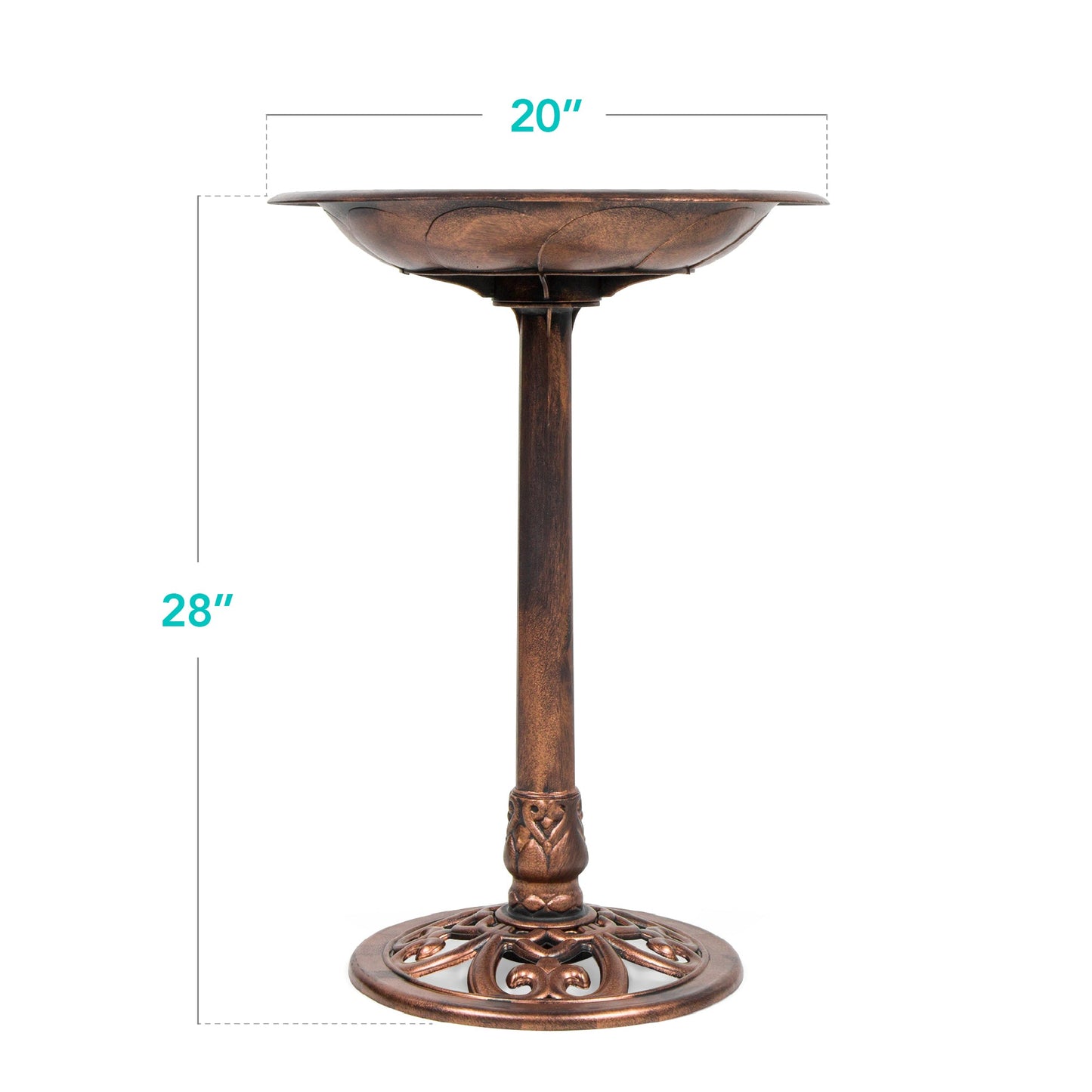 Vintage Outdoor Garden Bird Bath w/ Fleur-de-Lis Accents