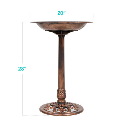 Vintage Outdoor Garden Bird Bath w/ Fleur-de-Lis Accents