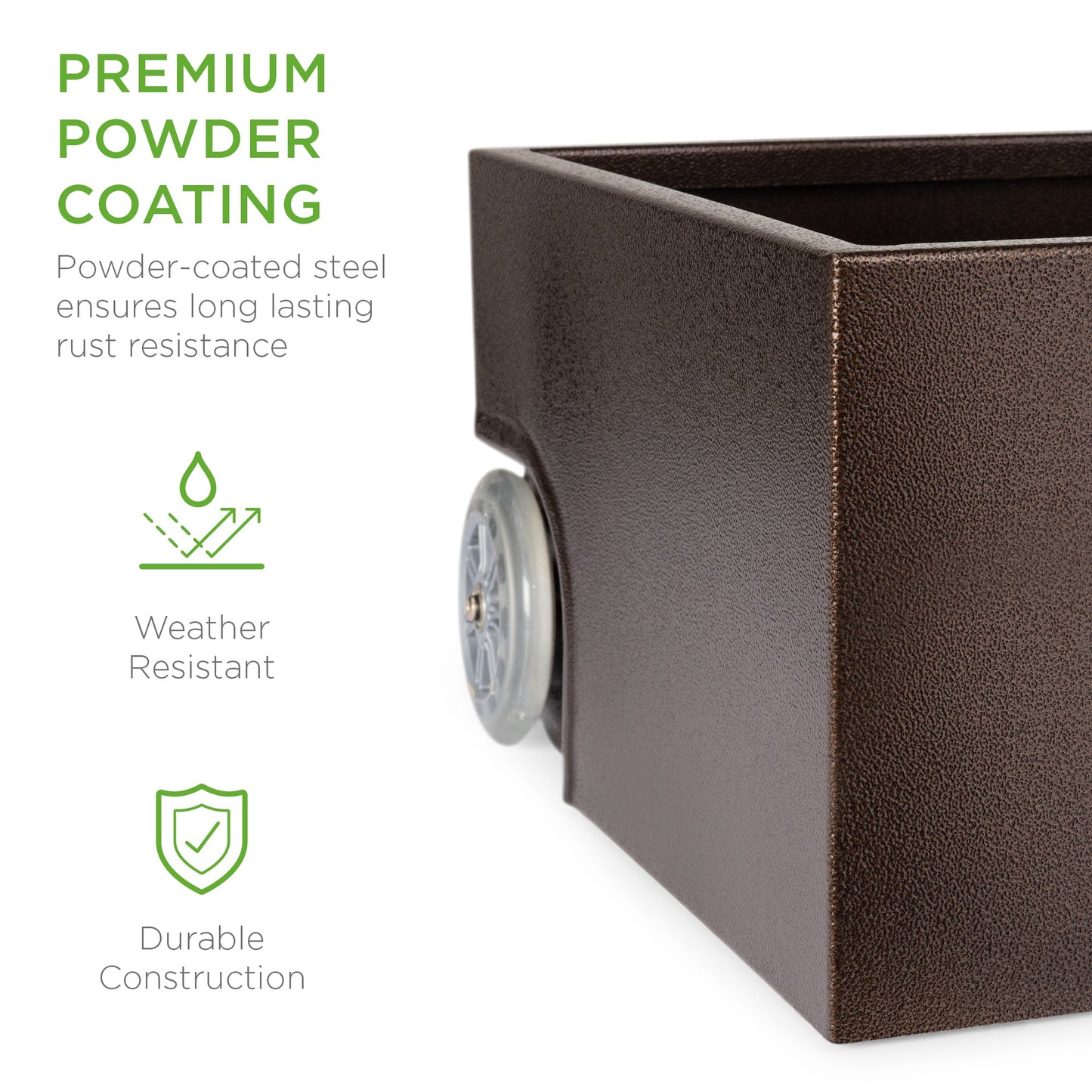 Portable Steel Umbrella Base Stand Up to 150 lbs w/ Fillable Planter, Wheels