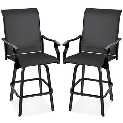 Set of 2 Swivel Barstools w/ 360 Rotation, All-Weather Mesh
