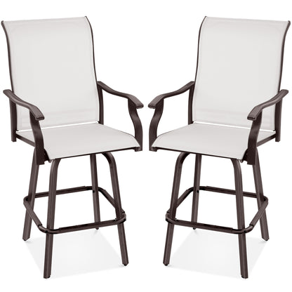 Set of 2 Swivel Barstools w/ 360 Rotation, All-Weather Mesh