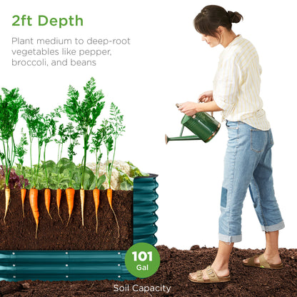 Outdoor Raised Metal Oval Garden Bed, Planter Box - 4x2x2ft