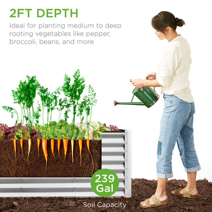 Outdoor Metal Raised Garden Bed for Vegetables, Flowers, Herbs - 8x2x2ft