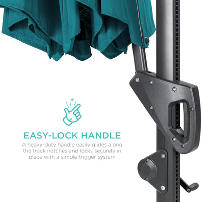 360-Degree Solar LED Cantilever Offset Patio Umbrella w/ Tilt - 10ft