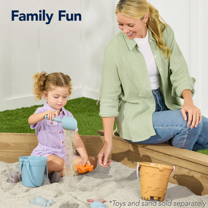 Kid's Wooden Octagonal Sandbox w/ Sand Cover, 4 Reinforced Benches, 8 Seats