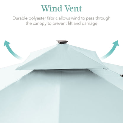 2-Tier Square LED Cantilever Offset Umbrella w/ 360 Rotation, Base - 10x10ft