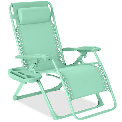 Monochromatic Zero Gravity Patio Chair Recliner w/ Side Tray, Headrest