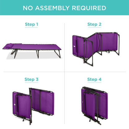 Portable Patio Chaise Lounge Chair Outdoor Recliner w/ Pillow