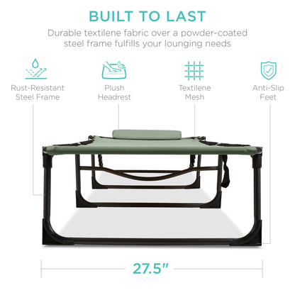 Portable Patio Chaise Lounge Chair Outdoor Recliner w/ Pillow