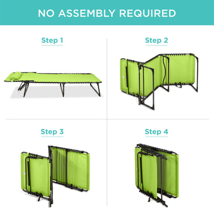 Portable Patio Chaise Lounge Chair Outdoor Recliner w/ Pillow