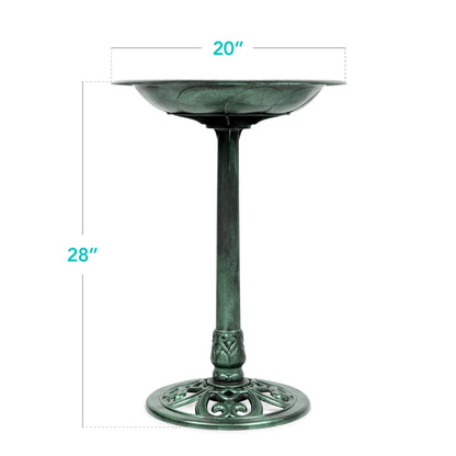 Vintage Outdoor Garden Bird Bath w/ Fleur-de-Lis Accents