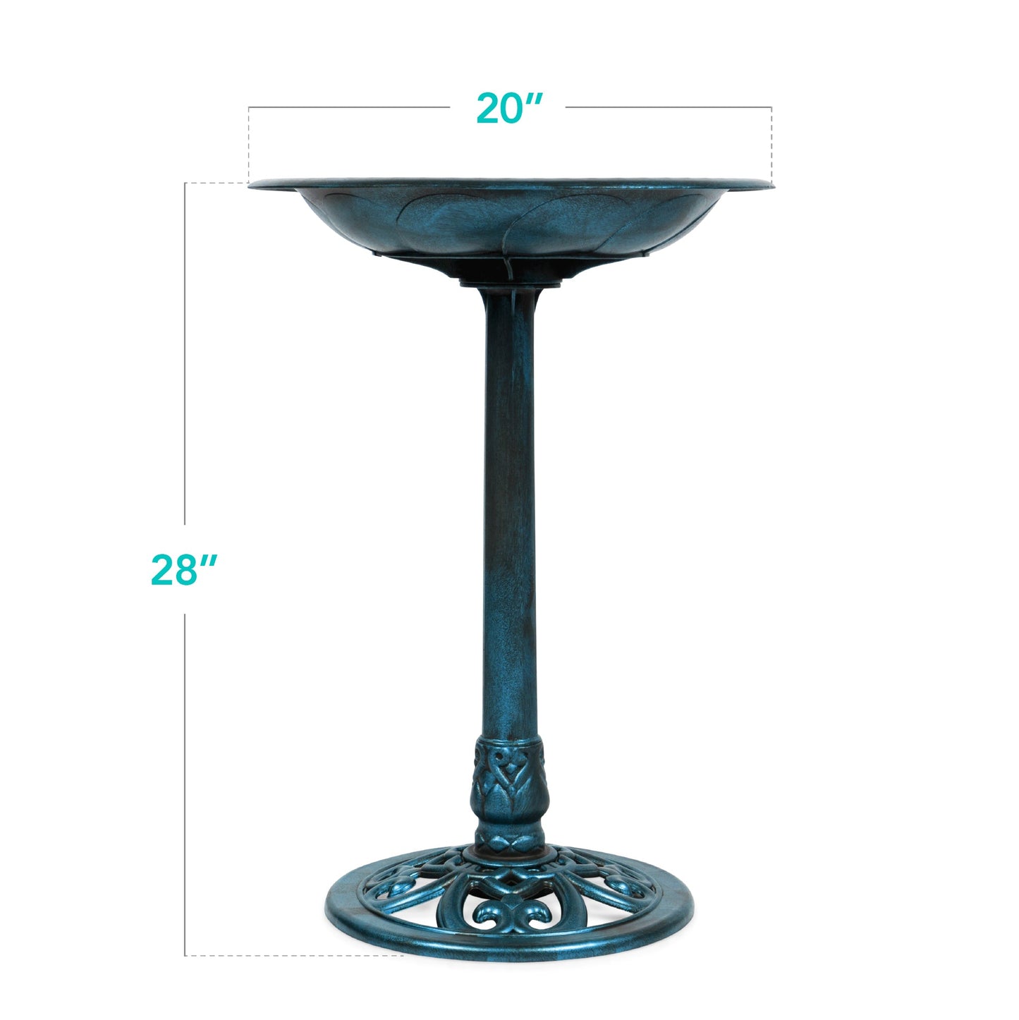 Vintage Outdoor Garden Bird Bath w/ Fleur-de-Lis Accents