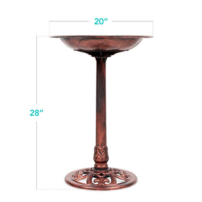 Vintage Outdoor Garden Bird Bath w/ Fleur-de-Lis Accents