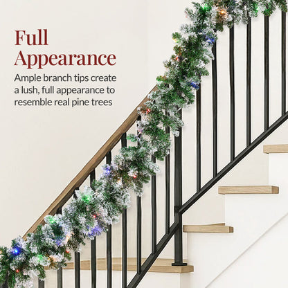 9ft Pre-Lit Christmas Garland w/ 50 Lights, Pine Cones, Berries